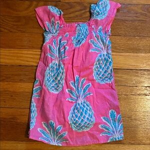 crown & ivy Pink Dress with Blue Pineapple Print